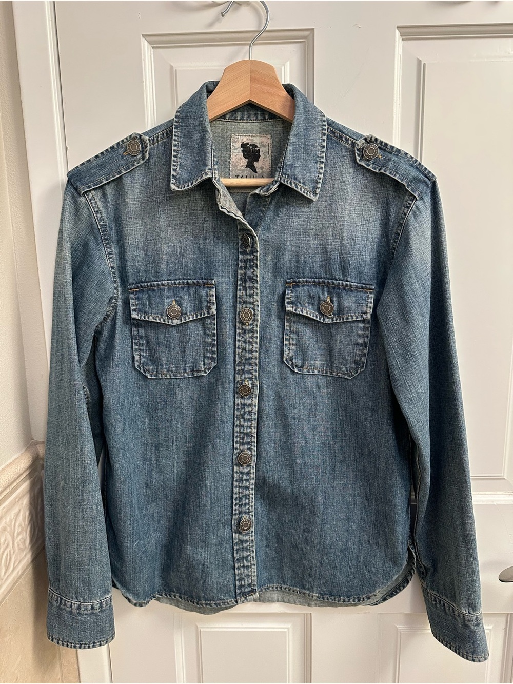 Aritzia Blue Denim Shirt Jacket
